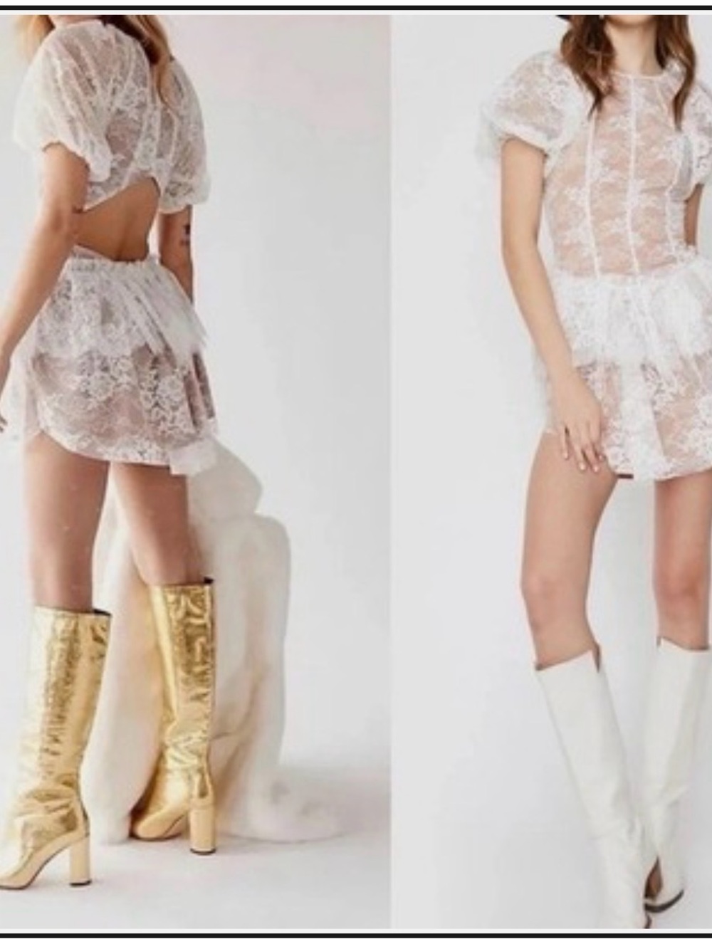 For Love & Lemons White Sheer Lace Mini Dress
